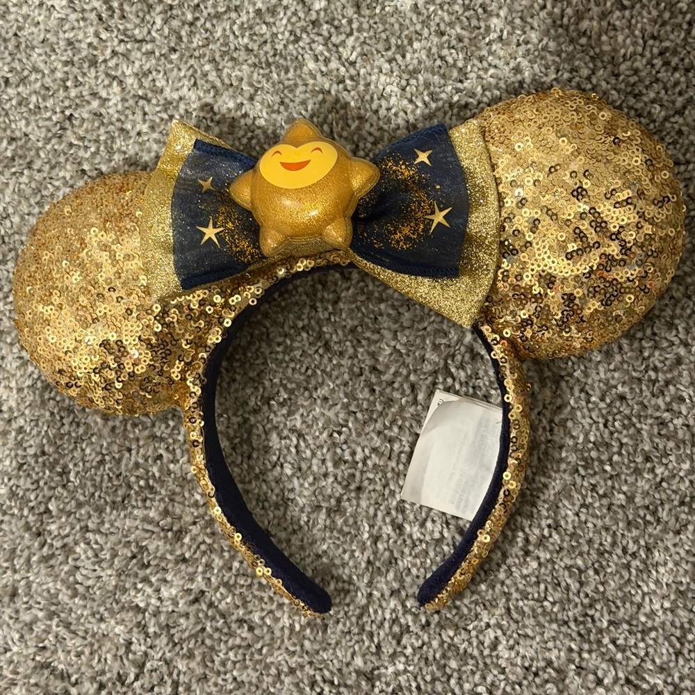Disney Gold Sequin STAR Minnie Ears Headband with Star magnet buddy Plush - Picture 2 of 2